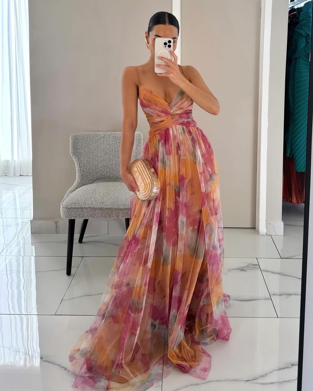 Women's Floral Print Maxi Dress – Romantic Summer Occasionwear – view 9
