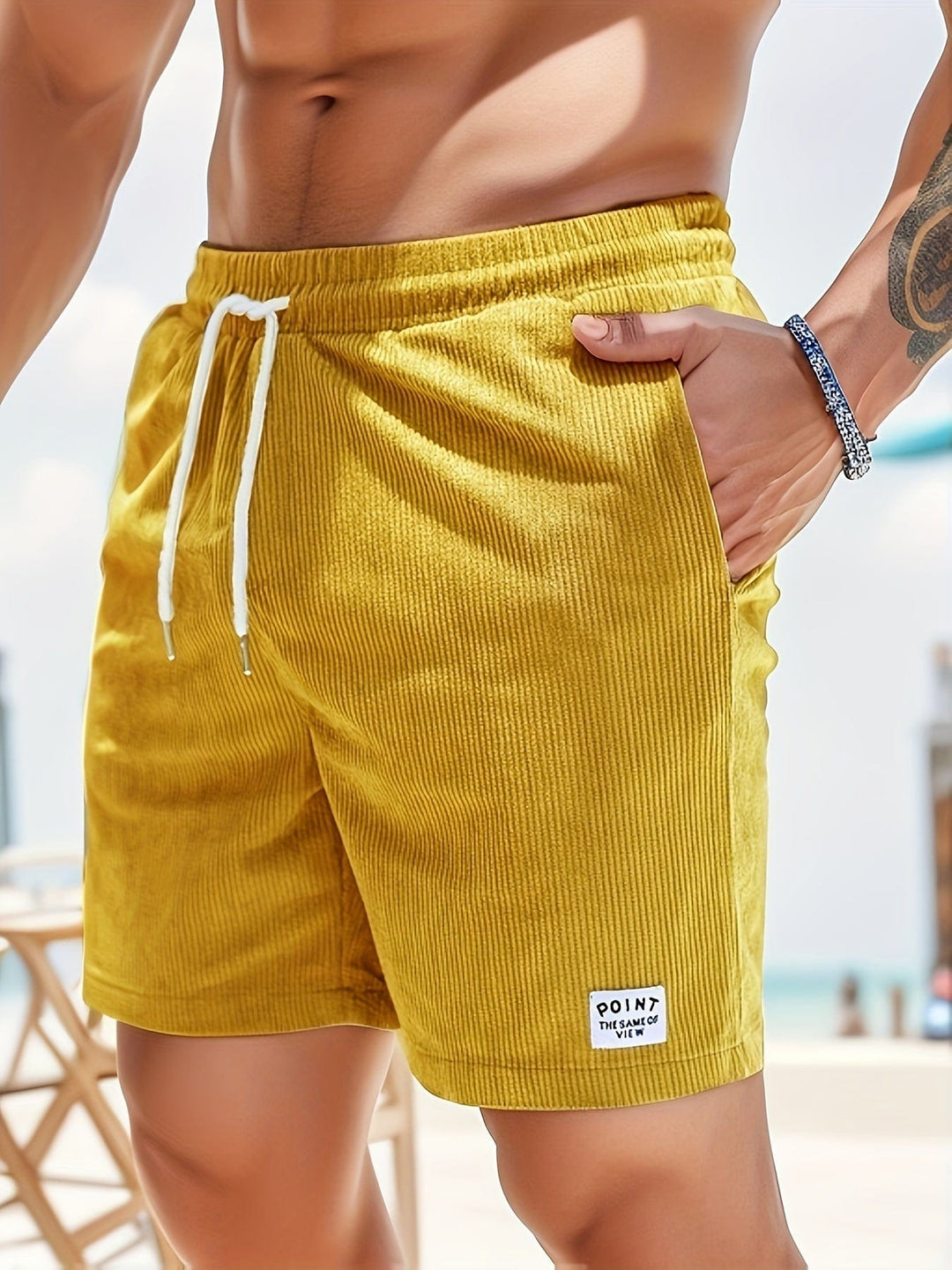 Men's Lightweight Casual Shorts – Breathable Drawstring Comfort – Yellow