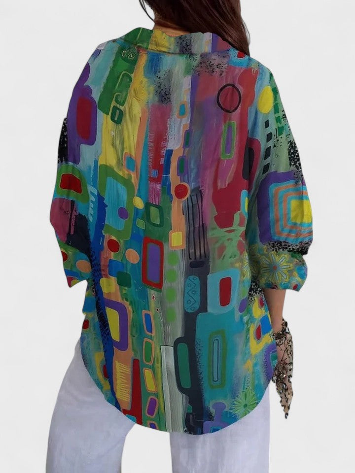 Women's Elegant Geometric Pattern Blouse - Effortless Style