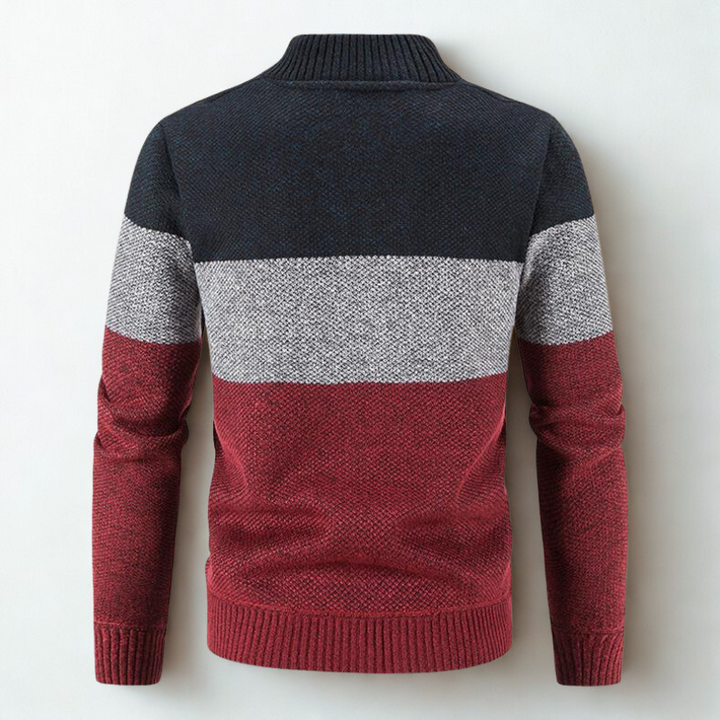 Men's Colour-Block Knit Jacket – Plaid-Lined Zip-Up Layer – view 2