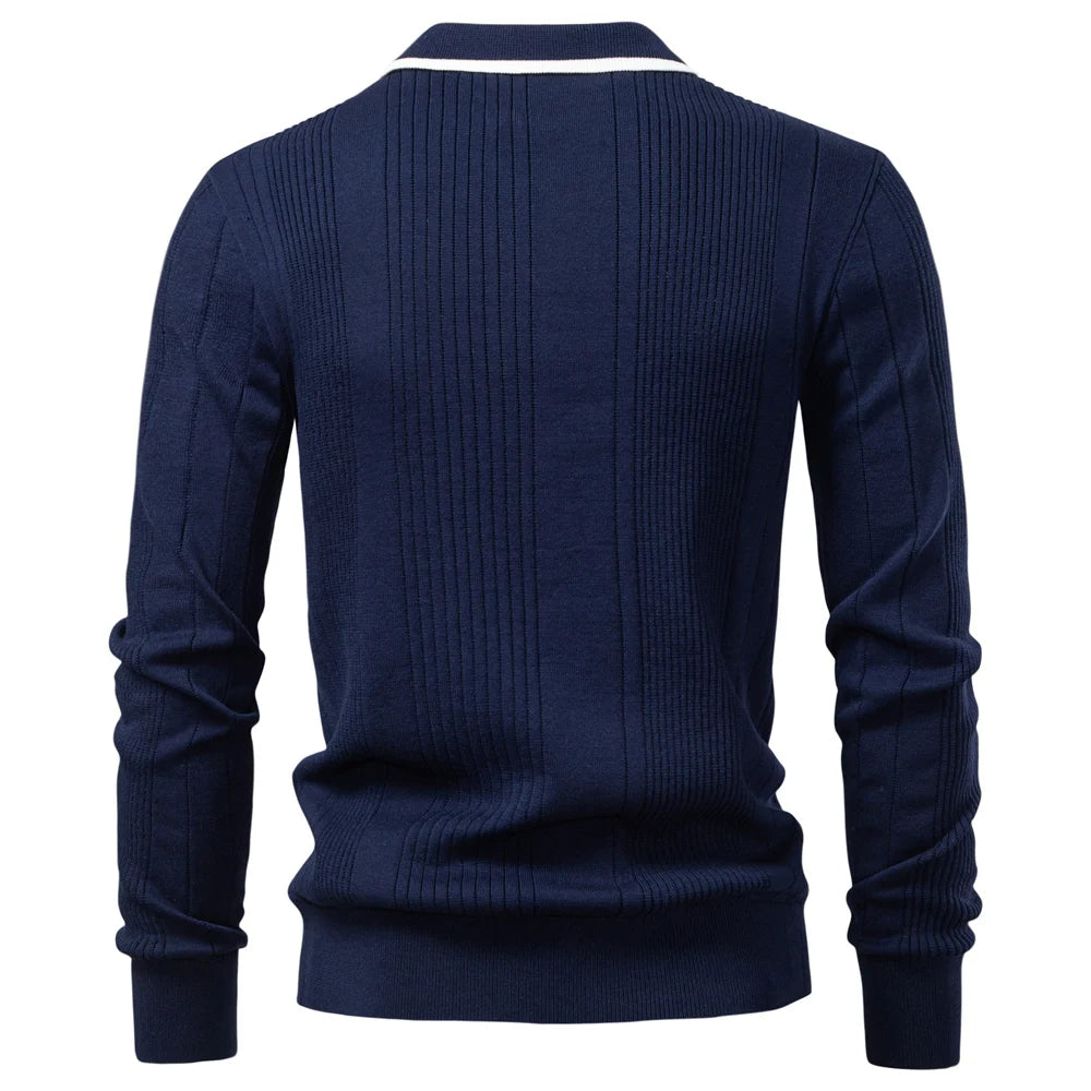 Men's Fine-Gauge Ribbed Knit Polo Shirt – Smart Casual Wear – view 5
