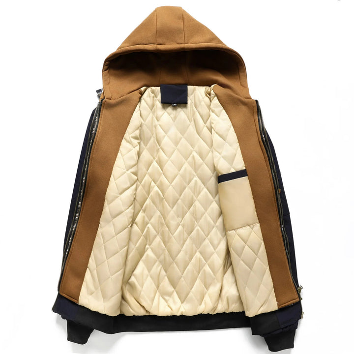 Men's Quilted Cotton Bomber Hooded Jacket – Insulated Layering – view 5