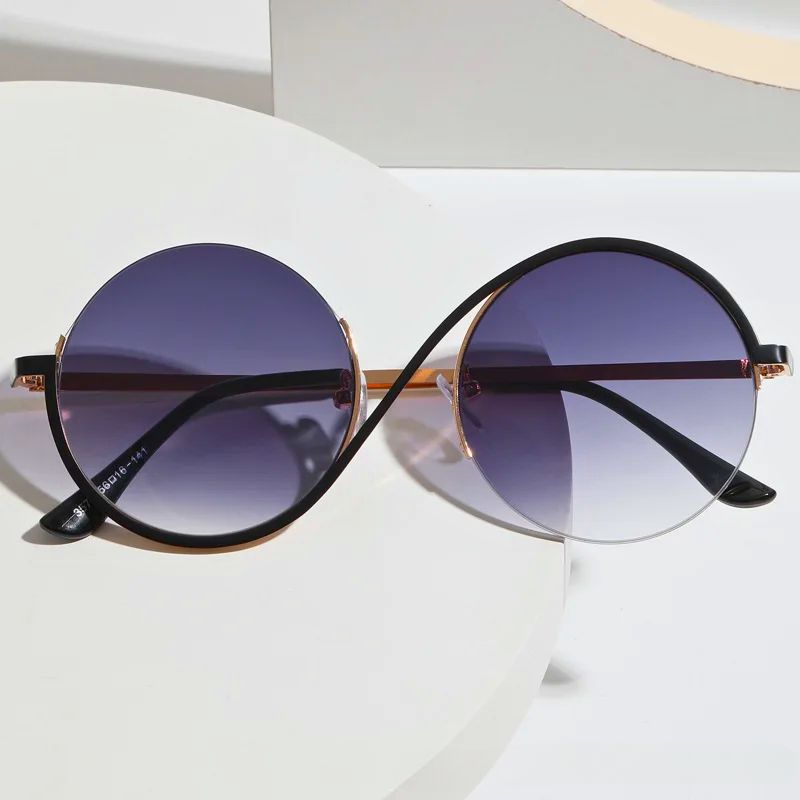 Women's Round Metal Sunglasses – Retro Gradient Lenses, UV Protection