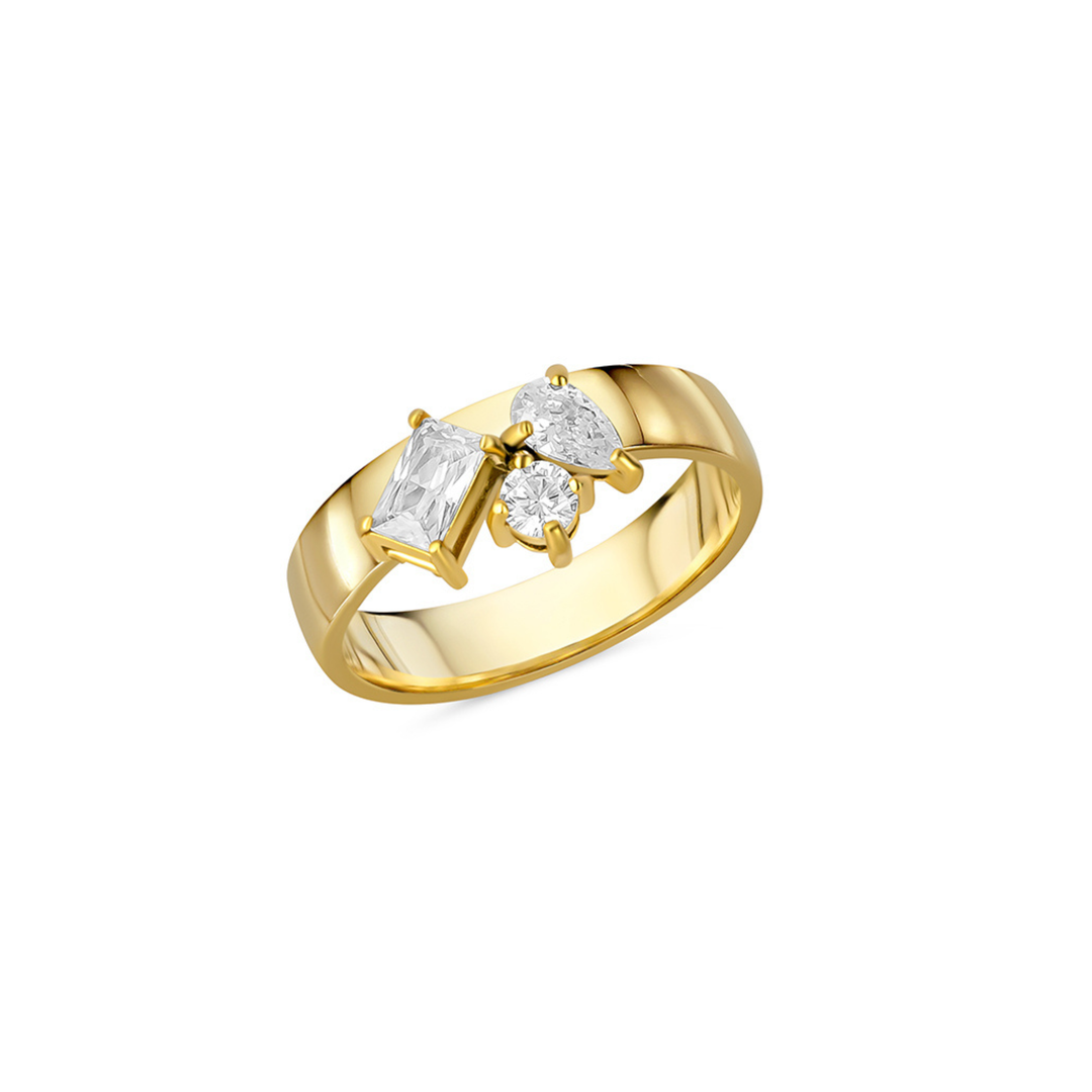 Women's Aurelie Gold Stacking Ring – Stainless Steel with Zirconia – view 4