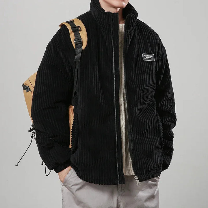Men's Corduroy Jacket – Quilted Lining, Funnel Neck Warmth