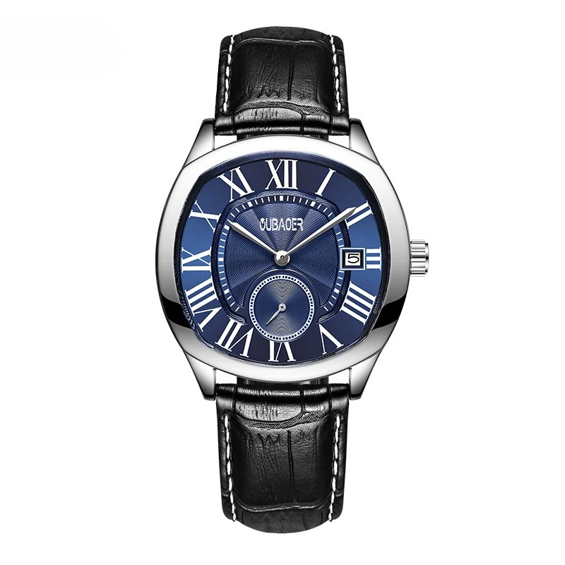 Men's Roman Numeral Watch – Leather Strap Dress Watch – view 6