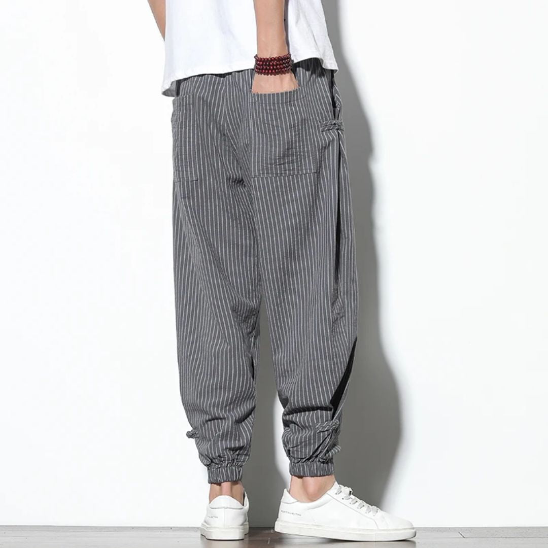 Men's Linen Blend Trousers – Amalfi Relaxed Drawstring Style – view 5