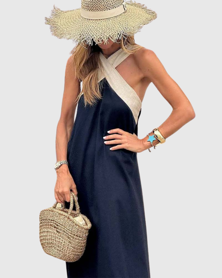 Women's Cross-Neck Dress - Effortless Summer Elegance