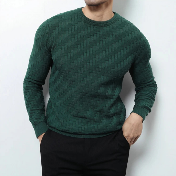 Men's Textured Knit Crew Neck Jumper – Mid-Weight Layering – view 12