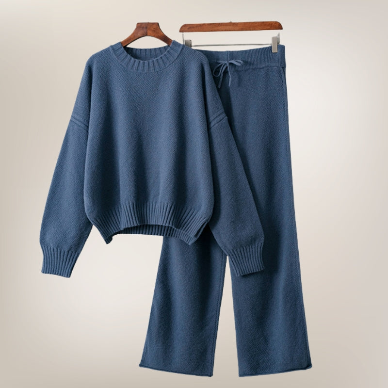 Women's Knitted Two-Piece Set – Jumper and Wide-Leg Trousers – view 5
