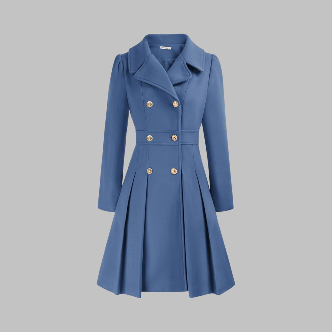 Women's Double Button Long Sleeve Coat - Elegant & Timeless