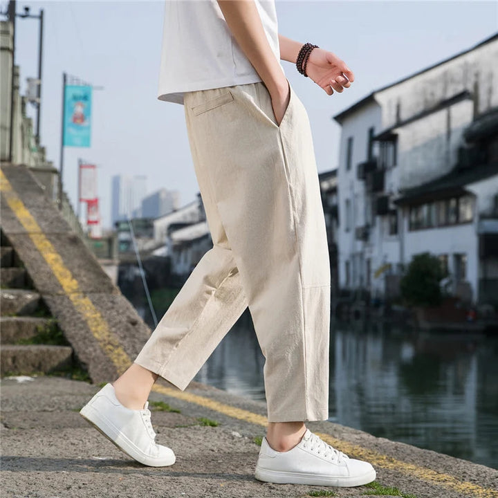 Men's Linen Drawstring Trousers – Veneto Relaxed Summer Wear – view 7