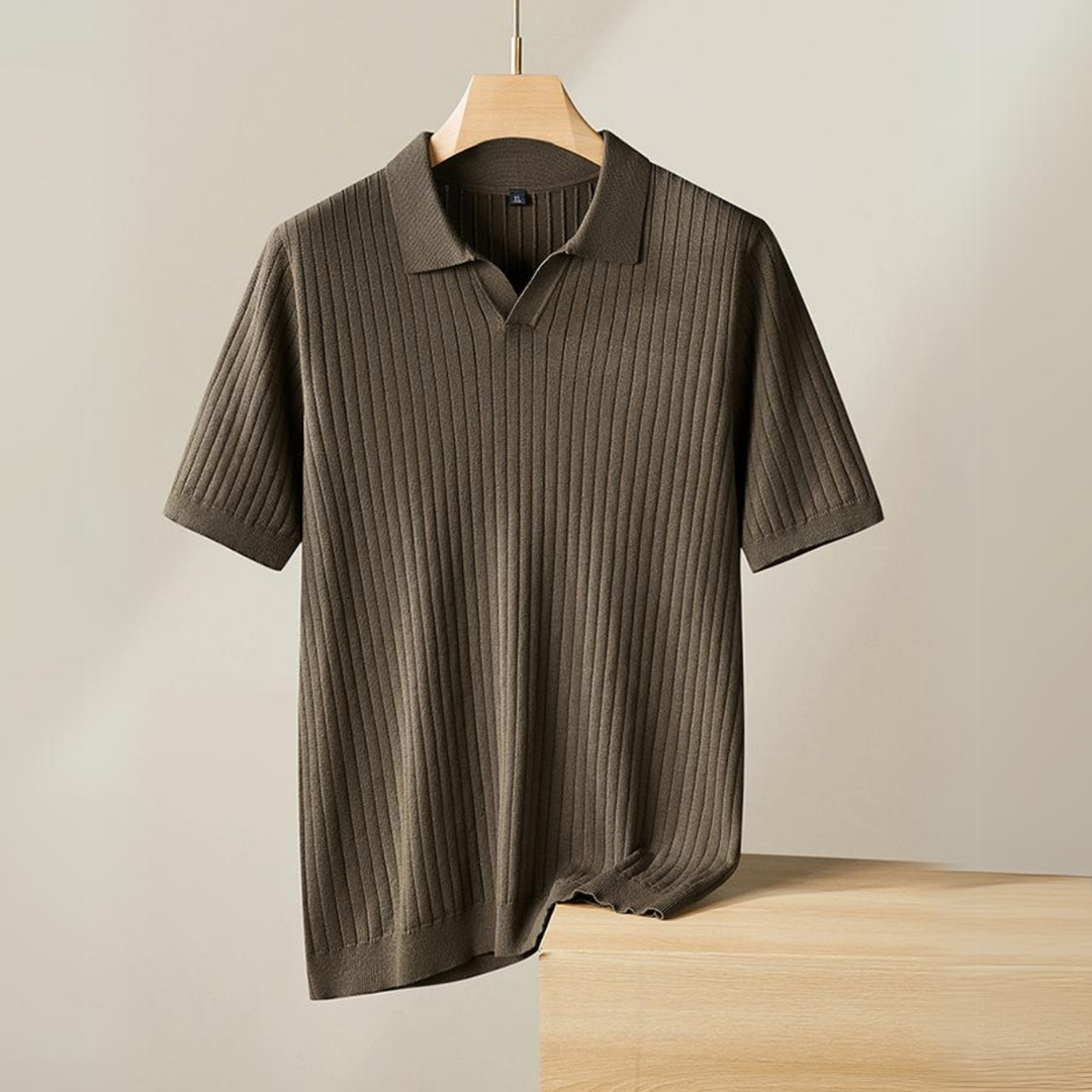Men's Knitted Polo Shirt – Breathable Ribbed Summer Knit – view 2