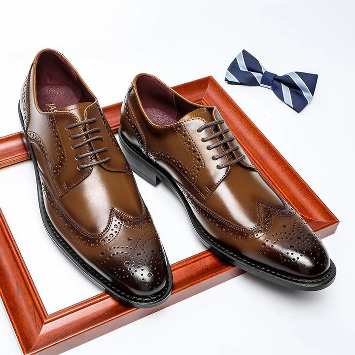 Men's Perforated Leather Oxford Shoes – Formal Brogue Detailing – view 2