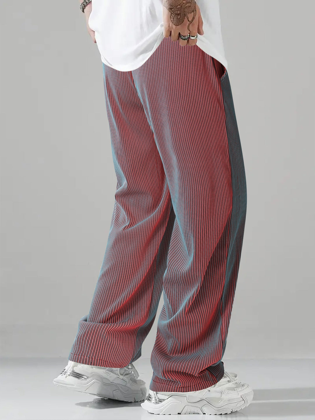 Men's Lightweight Striped Trousers – Straight-Leg Drawstring – view 2