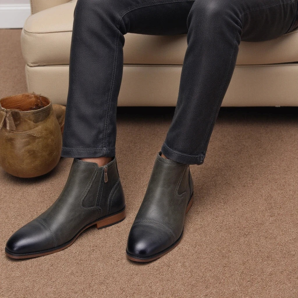 Alessio Men's Chelsea Boots – Burnished Side-Zip City Style – view 9