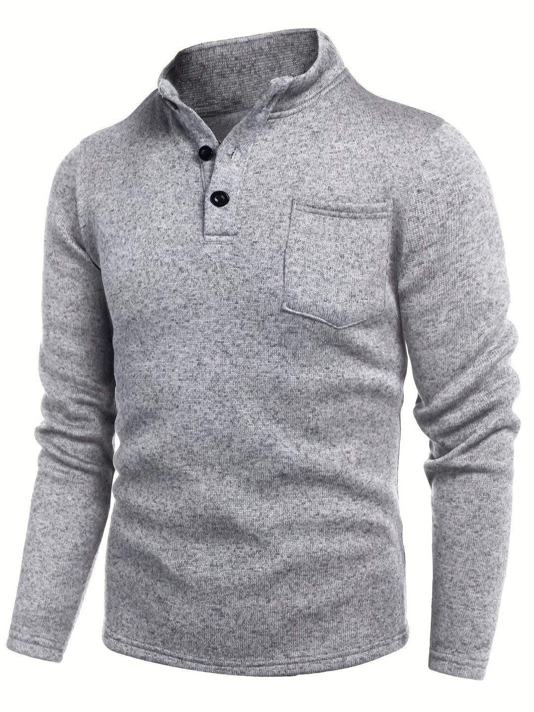 Essential Men's Knit Long Sleeve Top – Grandad Collar Style – view 3