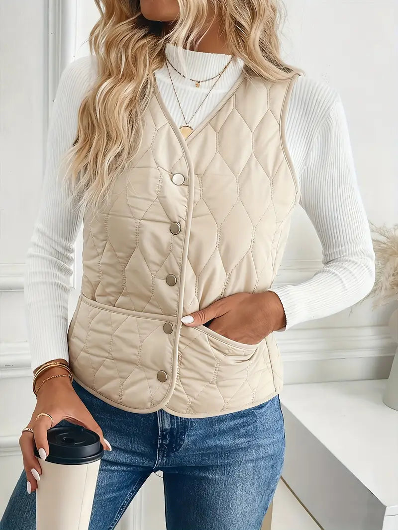 Women's Diamond Quilted Gilet – Sherpa-Lined Layering Vest – view 2