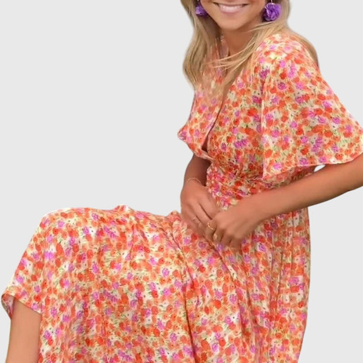 Women's Floral V-Neck Summer Dress - Breezy & Elegant