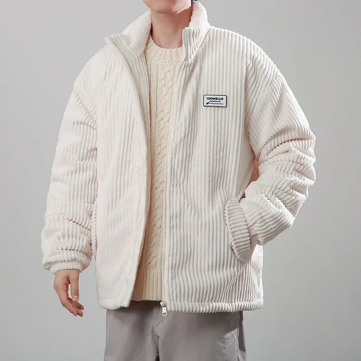 Men's Corduroy Jacket – Quilted Lining, Funnel Neck Warmth