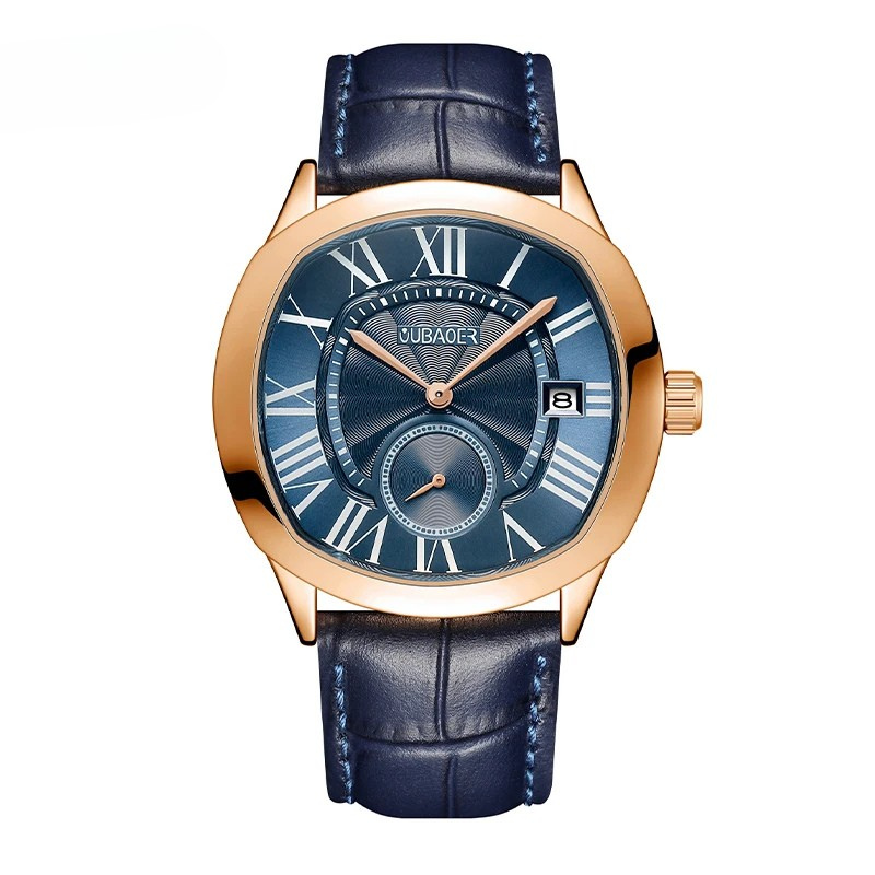 Men's Roman Numeral Watch – Leather Strap Dress Watch – view 7