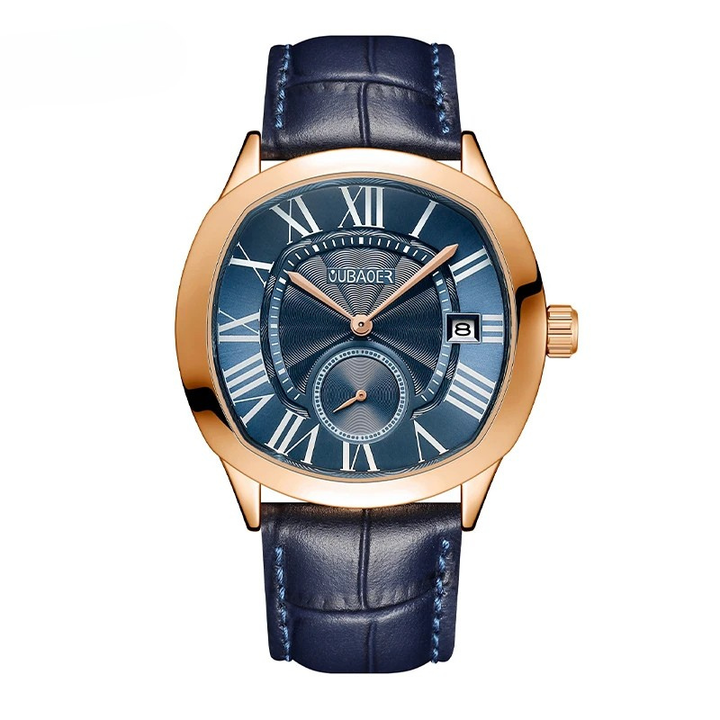 Men's Roman Numeral Watch – Leather Strap Dress Watch – view 7