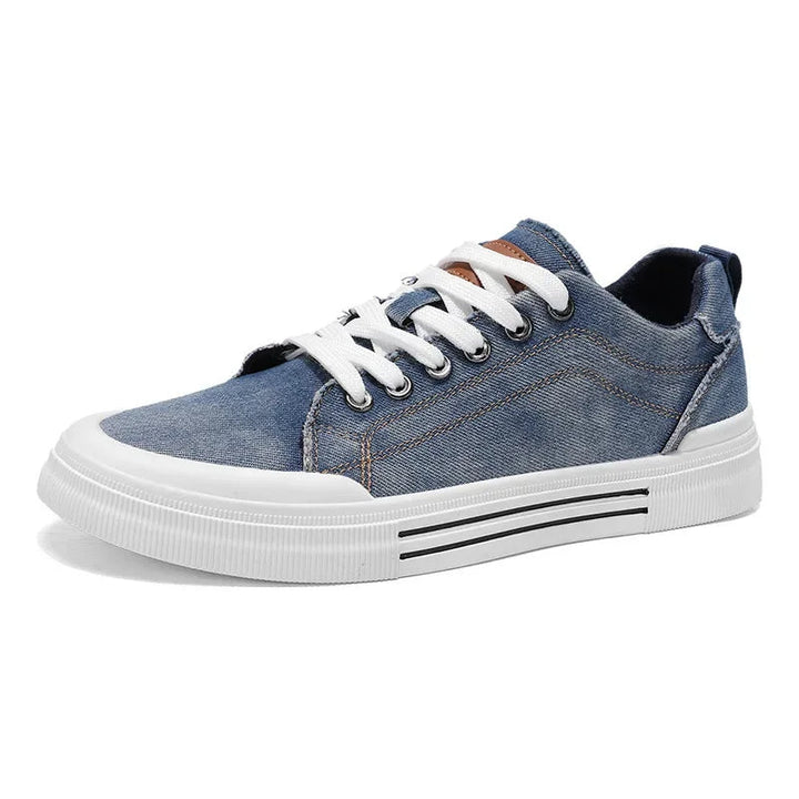 Men's Denim Trainers – Casual Low-Top Sneakers with Grip Sole