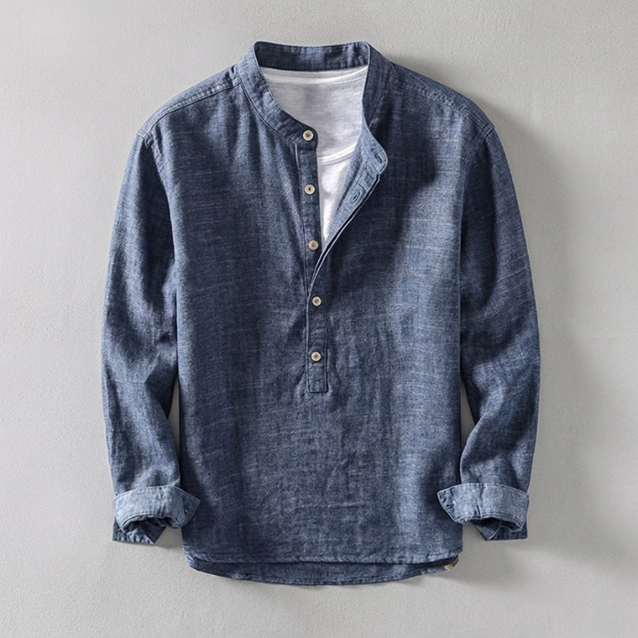 Men's Japanese Linen Henley Shirt – Breathable Summer Smart Casual – view 5