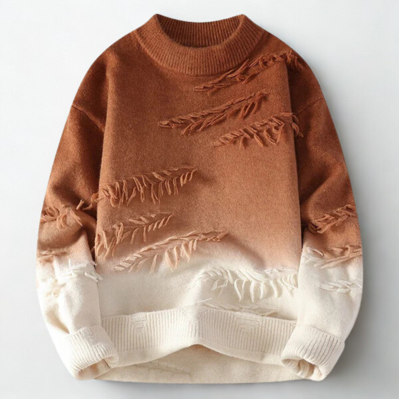 Men's Ombre Knit Jumper – Mock Neck Textured Sweater