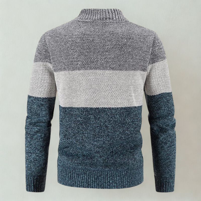Men's Colour-Block Knit Jacket – Plaid-Lined Zip-Up Layer – view 4