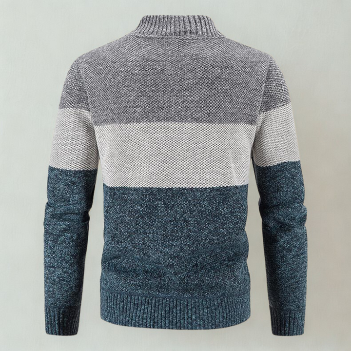 Men's Colour-Block Knit Jacket – Plaid-Lined Zip-Up Layer – view 4