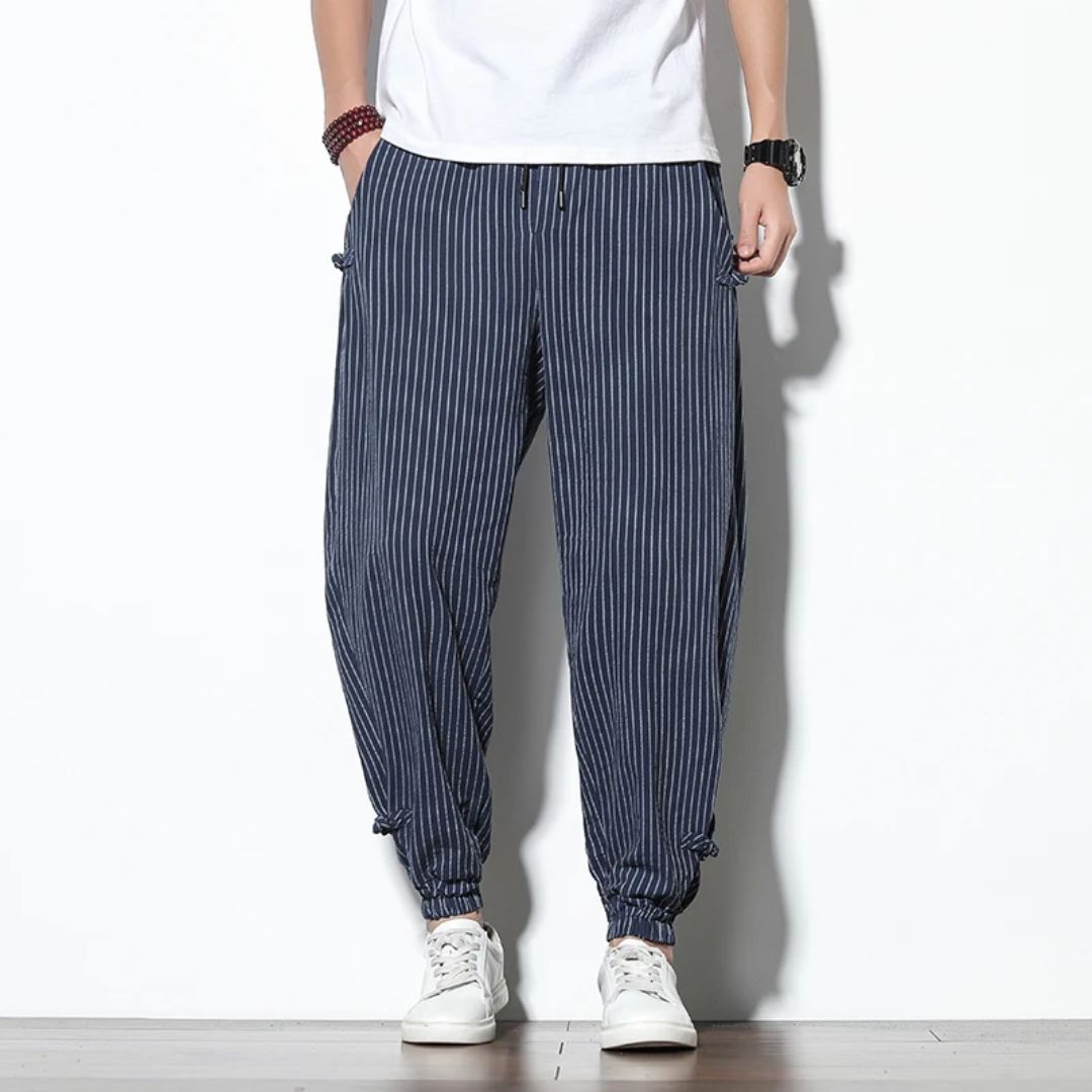Men's Linen Blend Trousers – Amalfi Relaxed Drawstring Style – view 3