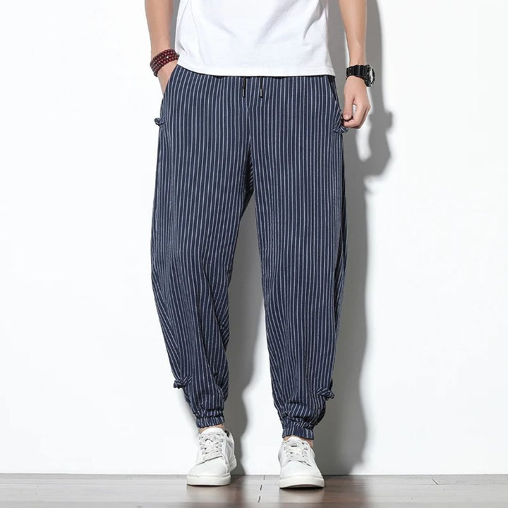 Men's Linen Blend Trousers – Amalfi Relaxed Drawstring Style – view 3