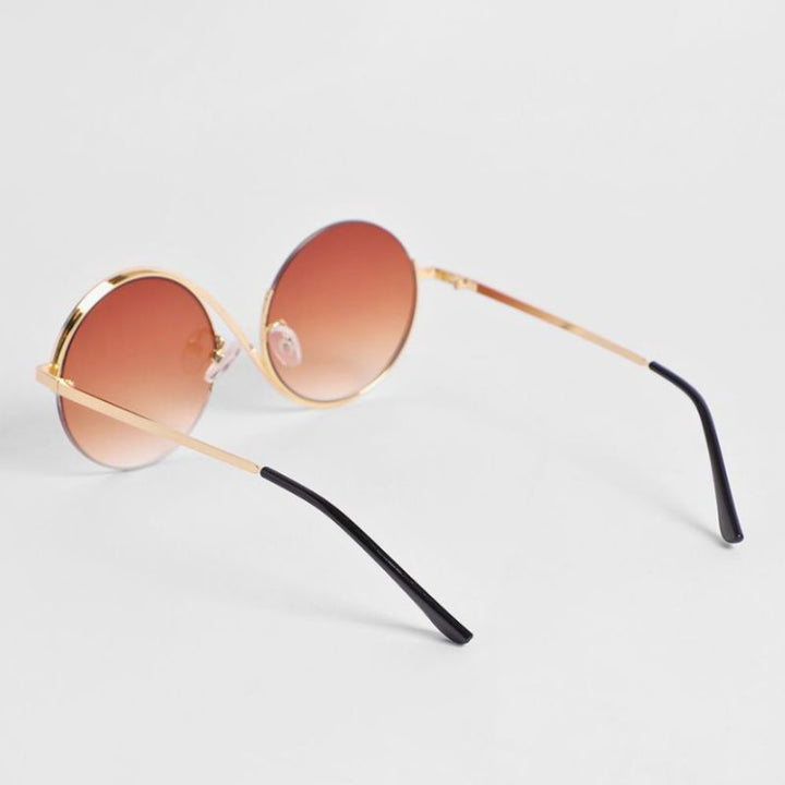 Women's Round Metal Sunglasses – Retro Gradient Lenses, UV Protection