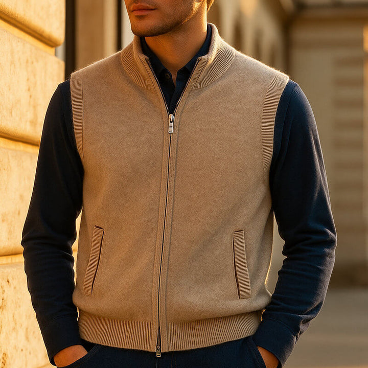 Men's Cashmere Gilet – Lightweight Zip Body Warmer Vest – view 2