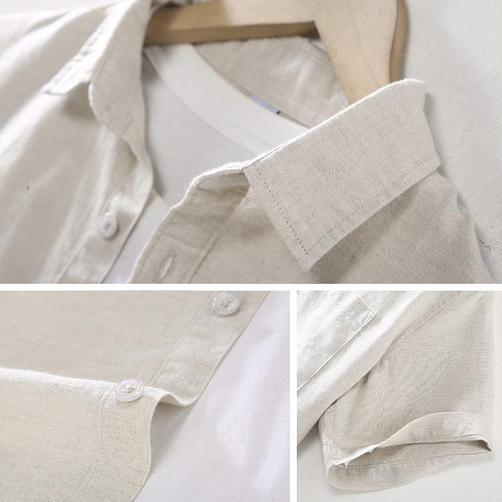 Men's Matteo Linen Short Sleeve Shirt – Summer Smart Casual – Slate Black