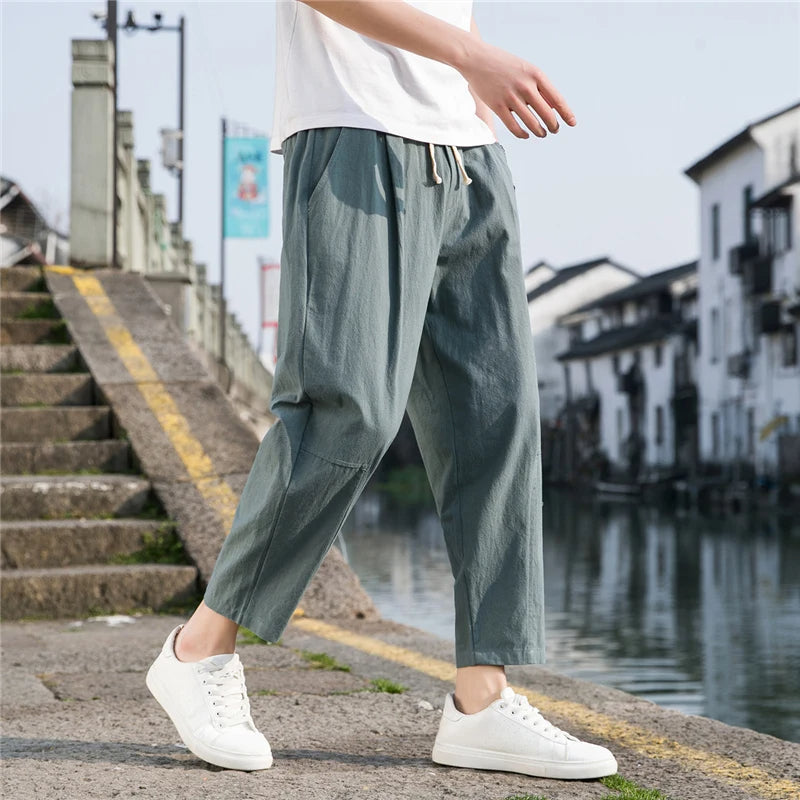 Men's Linen Drawstring Trousers – Veneto Relaxed Summer Wear – view 6