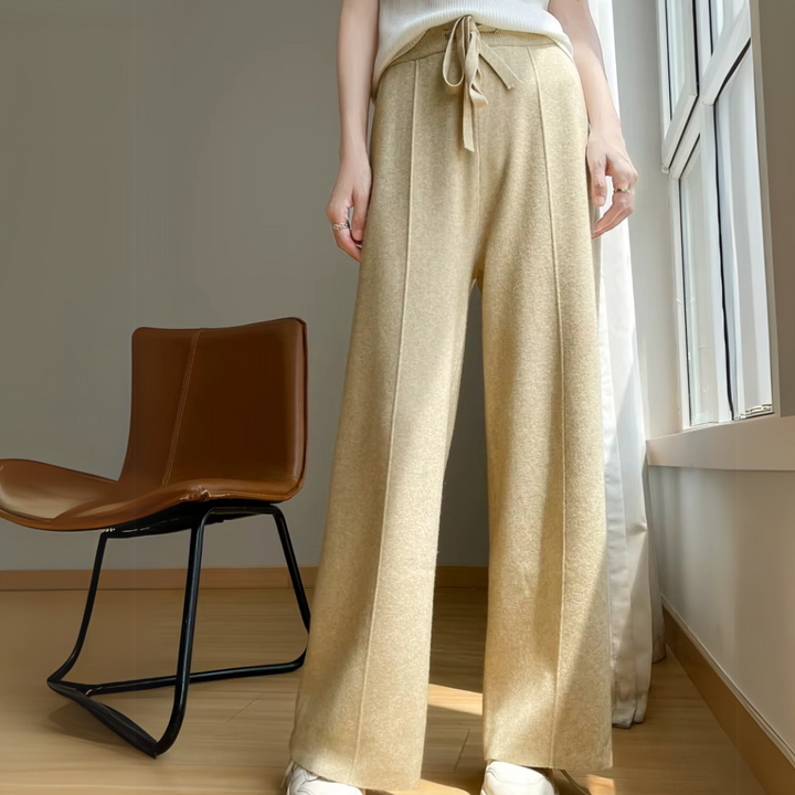 Women's Cashmere Wide-Leg Trousers – Drawstring Lounge Luxury – view 8