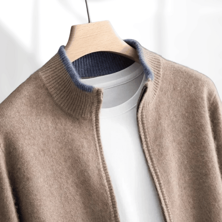 Men's Cashmere Zip Cardigan – Ashford Fine Knit Layer – view 2