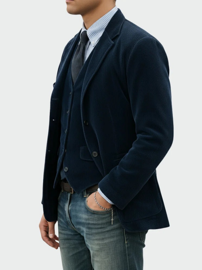 Men's Corduroy Blazer & Waistcoat Set – Two-Piece Tailored Co-ord – view 5