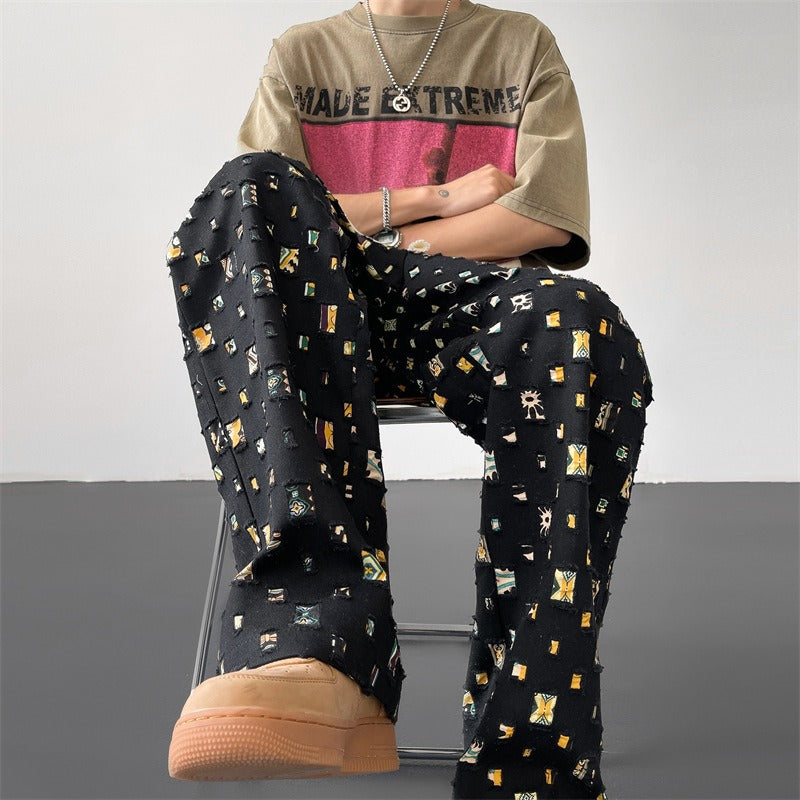Men's Distressed Patchwork Trousers – Relaxed Streetwear Style – view 7