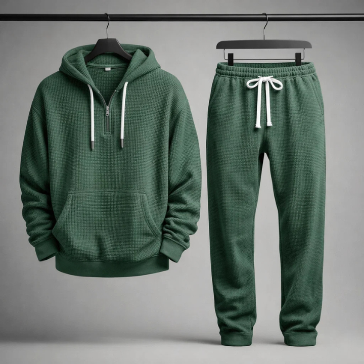 Men's Waffle-Knit Set – Quarter-Zip Hoodie & Joggers – view 5