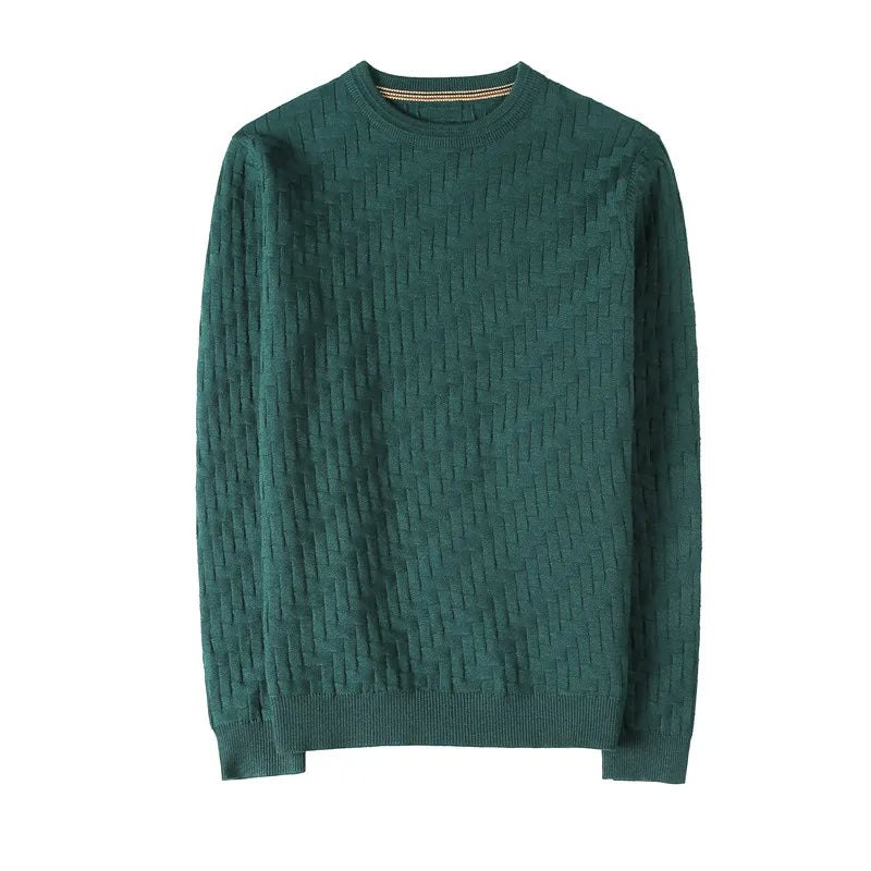 Men's Textured Knit Crew Neck Jumper – Mid-Weight Layering