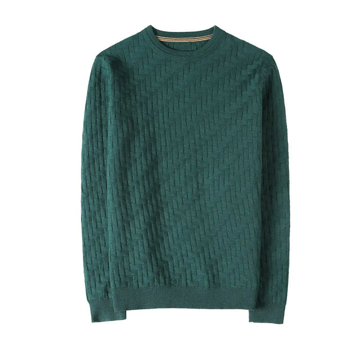 Men's Textured Knit Crew Neck Jumper – Mid-Weight Layering