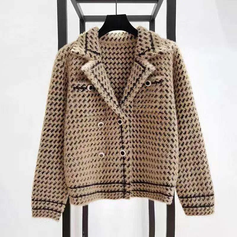 Women's Houndstooth Knit Jacket – Tailored Blazer-Style Layer – view 7