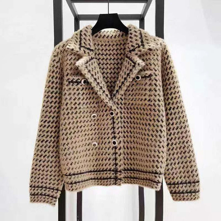 Women's Houndstooth Knit Jacket – Tailored Blazer-Style Layer – view 7