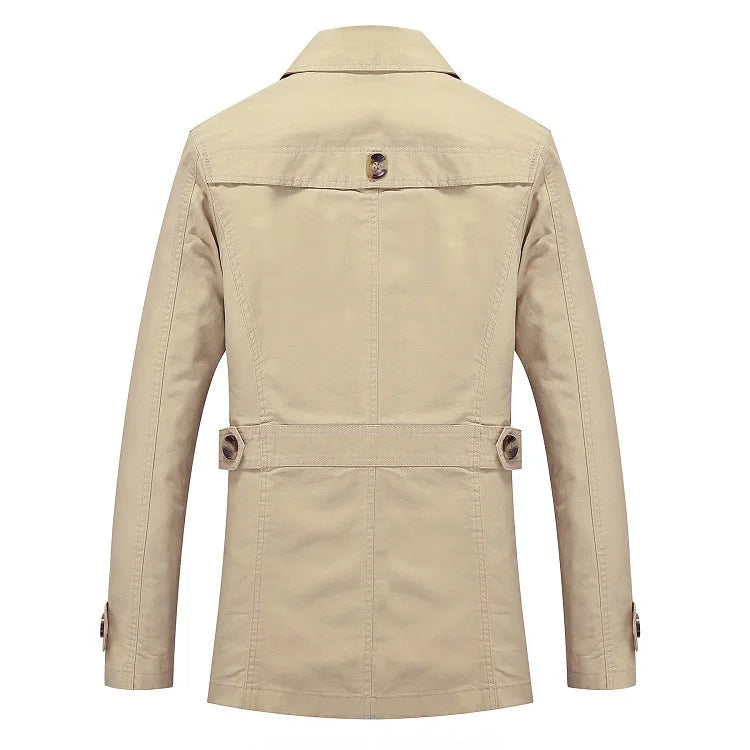 Men's Cotton Trench Coat – Single-Breasted Classic Mac – view 3