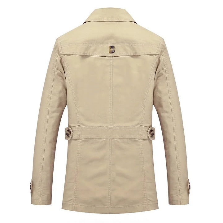 Men's Cotton Trench Coat – Single-Breasted Classic Mac – view 3