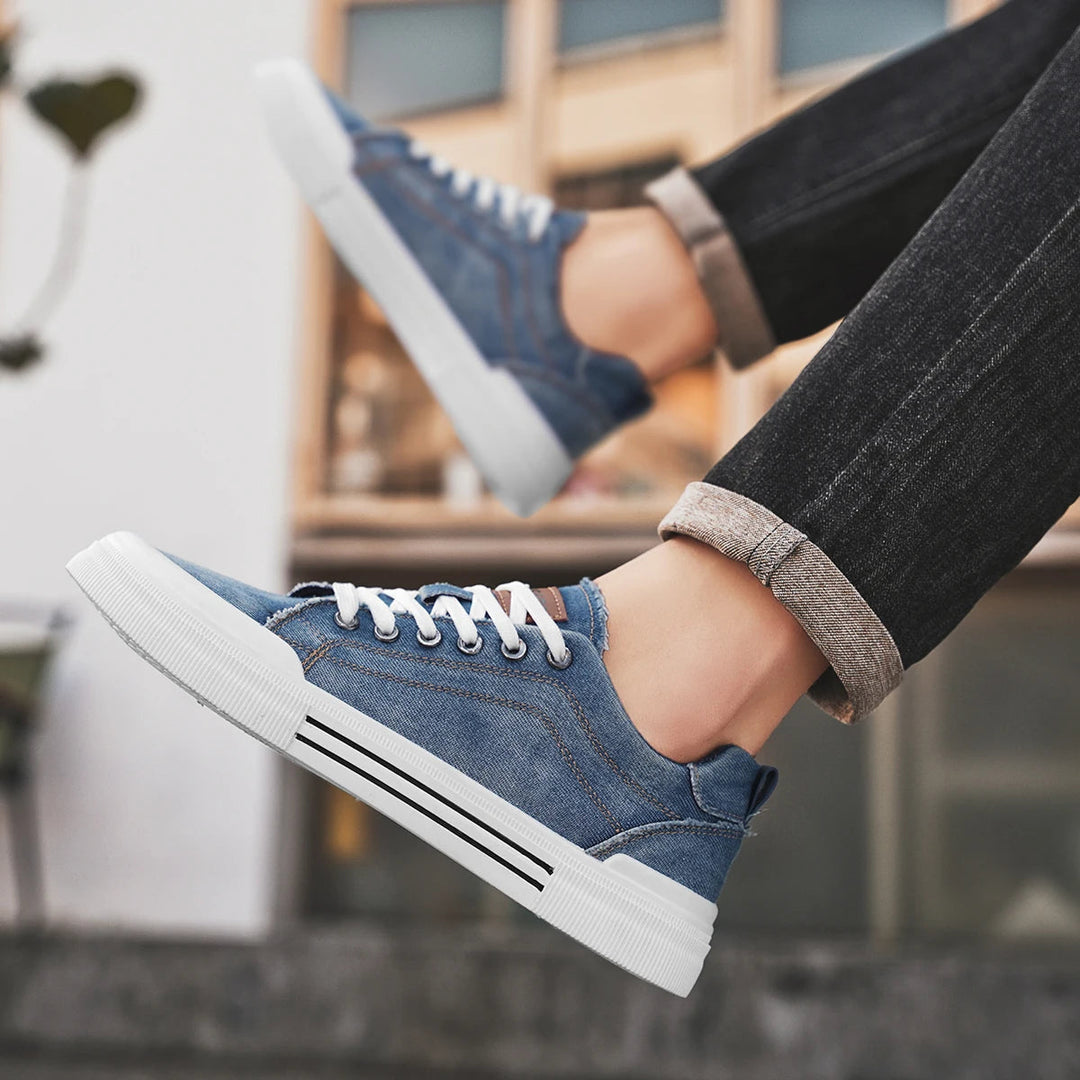 Men's Denim Trainers – Casual Low-Top Sneakers with Grip Sole – view 5