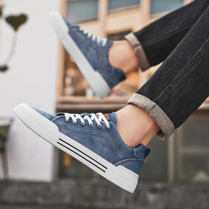Men's Denim Trainers – Casual Low-Top Sneakers with Grip Sole – view 5